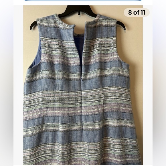 TALBOTS Women’s Blue Stripe Tweed Shift Dress  Sleeveless Sz 16 W Petite - Picture 7 of 10
